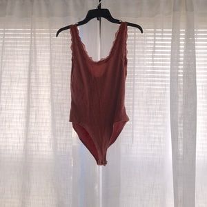 Forever 22 Rust lace trim bodysuit XL